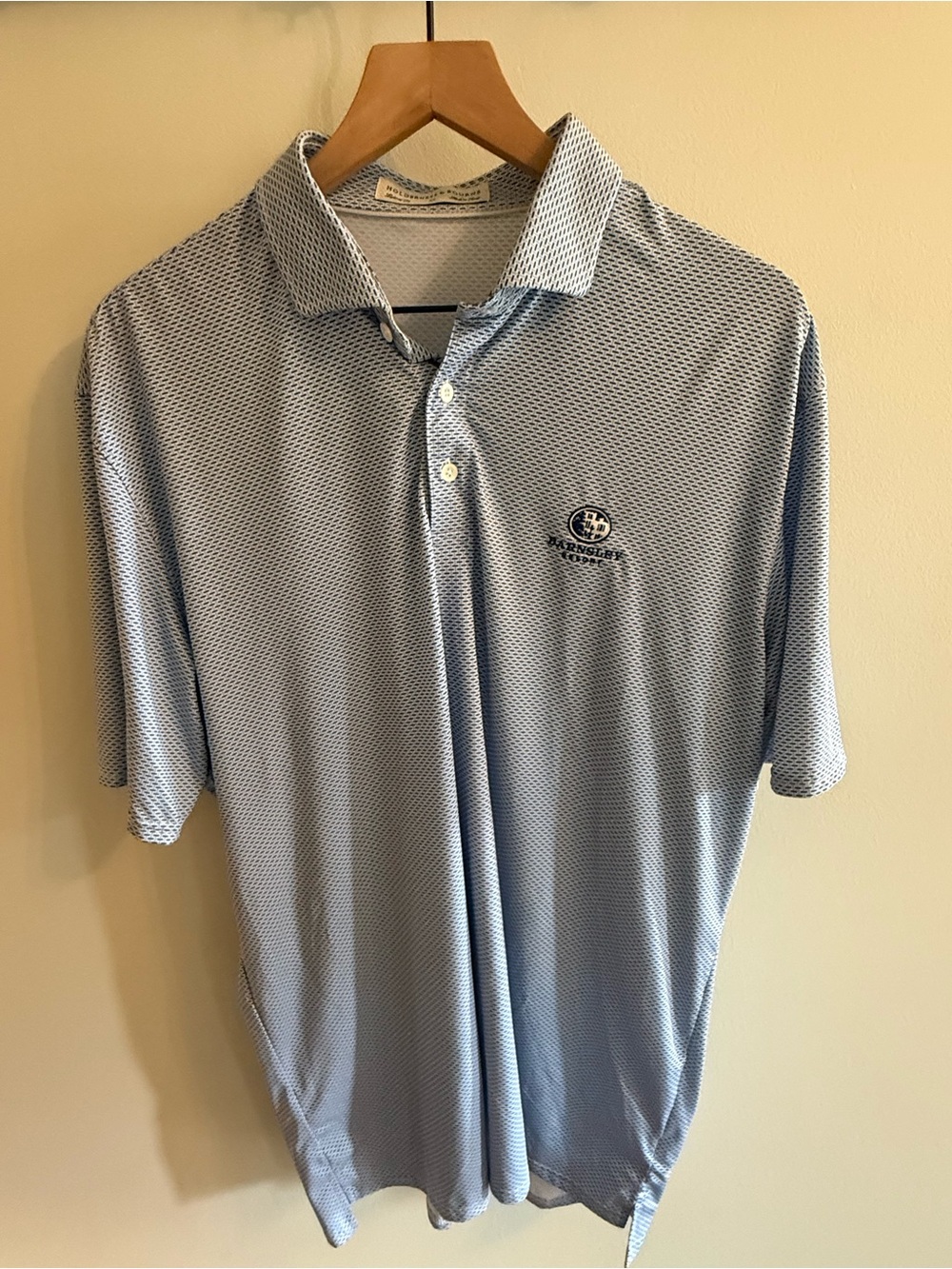 Holderness & Bourne Barnsley Resort Golf Polo Blue White Geometric XL